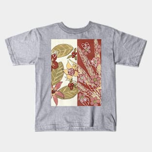 Abstract Flowers and Leaves Mixed Media Kids T-Shirt